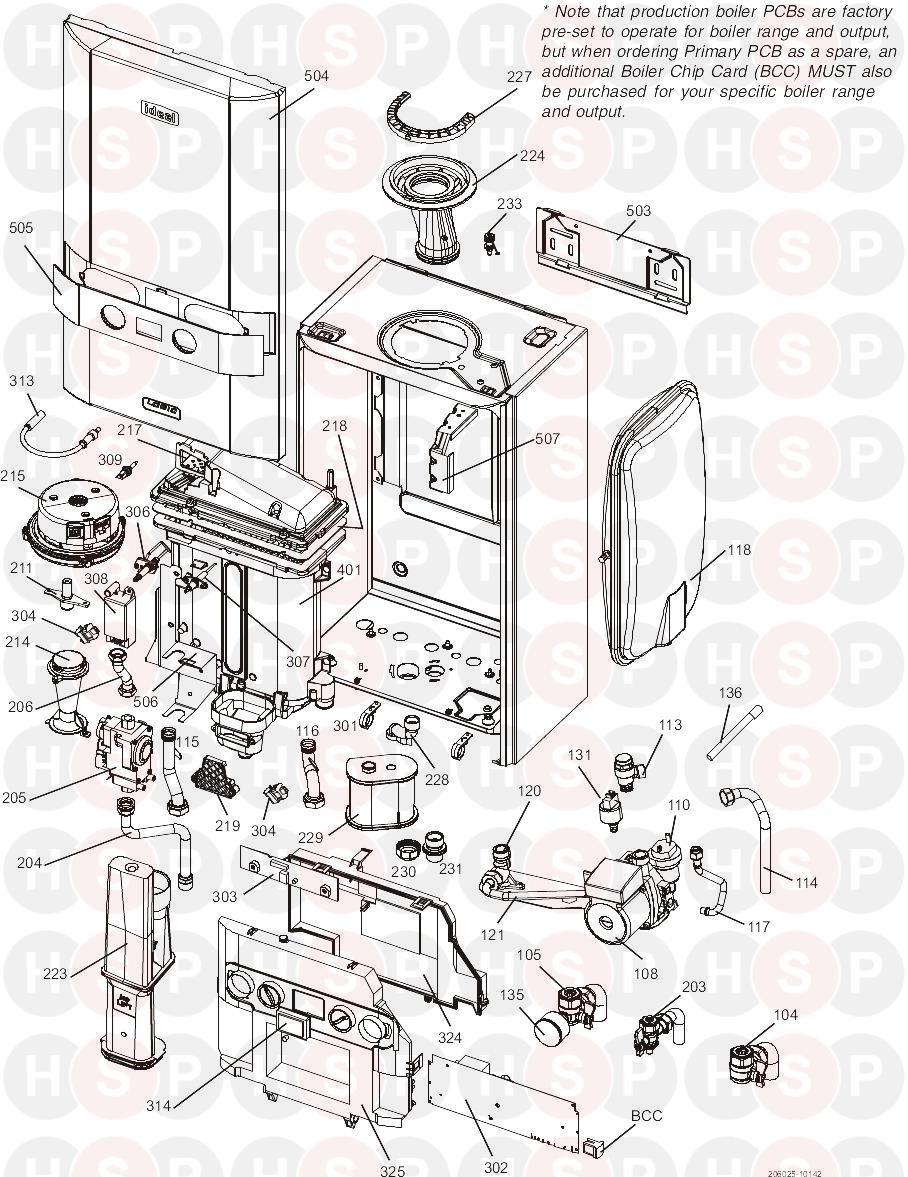 Ideal Logic System 24 Boiler Exploded Viewdiagram Heating Spare Parts 6924